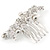 Bridal/ Wedding/ Prom/ Party Rhodium Plated Clear Austrian Crystal Glass Pearl Floral Side Hair Comb - 75mm - view 4