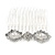 Mini Bridal/ Prom/ Party White Glass Pearl Crystal Flower Hair Comb In Silver Tone - 50mm Across - view 4