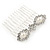 Mini Bridal/ Prom/ Party White Glass Pearl Crystal Flower Hair Comb In Silver Tone - 50mm Across - view 7