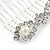 Mini Bridal/ Prom/ Party White Glass Pearl Crystal Flower Hair Comb In Silver Tone - 50mm Across - view 5