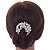 Clear Austrian Crystal, Glass Pearl Floral Side Hair Comb In Antique Gold Tone - 55mm - view 2