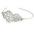 Bridal/ Wedding/ Prom Rhodium Plated Clear Crystal, Faux Pearl Floral Tiara Headband - view 4
