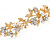 Bridal/ Wedding/ Prom Gold Plated Clear Crystal, White Glass Flowers & Leaves Tiara Headband - view 3
