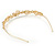 Bridal/ Wedding/ Prom Gold Plated Clear Crystal, White Glass Flowers & Leaves Tiara Headband - view 5