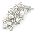 Bridal Wedding Prom Silver Tone Glass Pearl, CZ Floral Barrette Hair Clip Grip - 85mm W