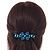 Bridal Wedding Prom Black Tone Teal/ Blue Diamante Flower Barrette Hair Clip Grip - 95mm Across - view 2