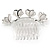 Calla Lilly Bridal/ Wedding/ Prom/ Party Rhodium Plated Clear Austrian Crystal Floral Hair Comb - 85mm - view 4
