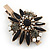 Vintage Inspired Black/ Grey Crystal, Pearl Flower Hair Beak Clip/ Concord Clip/ Clamp Clip In Bronze Tone - 60mm L - view 5