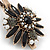 Vintage Inspired Black/ Grey Crystal, Pearl Flower Hair Beak Clip/ Concord Clip/ Clamp Clip In Bronze Tone - 60mm L - view 4