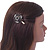 Vintage Inspired Black/ Grey Crystal, Pearl Flower Hair Beak Clip/ Concord Clip/ Clamp Clip In Bronze Tone - 60mm L - view 2