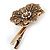 Vintage Inspired Clear Crystal Hammered Flower Hair Beak Clip/ Concord Clip/ Clamp Clip In Bronze Tone - 60mm L - view 5