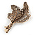 Large Vintage Inspired Clear Crystal Leaf Hair Beak Clip/ Concord Clip/ Clamp Clip In Bronze Tone - 95mm L - view 5