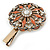 Vintage Inspired Clear Crystal Orange Enamel Flower Hair Beak Clip/ Concord Clip/ Clamp Clip In Gold Tone - 60mm L - view 5