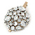 Large White Jewelled Cluster Hair Beak Clip/ Concord Clip/ Clamp Clip In Gold Tone - 80mm L - view 6