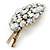Large White Jewelled Cluster Hair Beak Clip/ Concord Clip/ Clamp Clip In Gold Tone - 80mm L - view 5