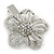 Clear Austrian Crystal Open Daisy Flower Hair Beak Clip/ Concord Clip/ Clamp Clip In Silver Tone - 60mm L