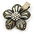 Vintage Inspired Clear Austrian Crystal Open Daisy Flower Hair Beak Clip/ Concord Clip/ Clamp Clip In Bronze Tone - 60mm L