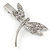 Clear Crystal Dragonfly Hair Beak Clip/ Concord Clip/ Clamp Clip In Silver Tone - 50mm L