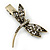 Vintage Inspired Clear Crystal Dragonfly Hair Beak Clip/ Concord Clip/ Clamp Clip In Bronze Tone - 50mm L - view 6