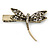 Vintage Inspired Clear Crystal Dragonfly Hair Beak Clip/ Concord Clip/ Clamp Clip In Bronze Tone - 50mm L - view 5