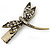 Vintage Inspired Clear Crystal Dragonfly Hair Beak Clip/ Concord Clip/ Clamp Clip In Bronze Tone - 50mm L