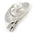 Clear Crystal, Pearl Hammered Shell Hair Beak Clip/ Concord Clip/ Clamp Clip In Silver Tone - 55mm L - view 3
