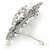 Rhodium Plated Clear Crystal, White Faux Pearl Floral Barrette Hair Clip Grip - 95mm Across - view 7