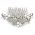 Bridal/ Wedding/ Prom/ Party Rhodium Plated Clear Austrian Crystal Faux Pearl Floral Side Hair Comb - 90mm - view 5