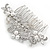Bridal/ Wedding/ Prom/ Party Rhodium Plated Clear Austrian Crystal Faux Pearl Floral Side Hair Comb - 90mm - view 6