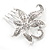 Clear Austrian Crystal Asymmetrical Flower Side Hair Comb In Rhodium Plating - 60mm - view 6