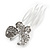 Small Clear Austrian Crystal Butterfly Side Hair Comb In Rhodium Plating - 25mm - view 5