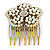 Vintage Inspired Clear Austrian Crystal, Glass Pearl Flower Side Hair Comb In Antique Gold Tone - 45mm - view 4