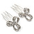 Set of 2 Small Clear Austrian Crystal Bow Side Hair Comb In Rhodium Plating - 25mm Each - view 7