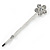 Pair Of Clear Crystal Flower Hair Slides In Rhodium Plating - 55mm Length - view 2