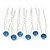 Bridal/ Wedding/ Prom/ Party Set Of 6 Light Blue Austrian Crystal Hair Pins In Silver Tone