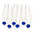 Bridal/ Wedding/ Prom/ Party Set Of 6 Sapphire Blue Austrian Crystal Hair Pins In Silver Tone