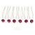 Bridal/ Wedding/ Prom/ Party Set Of 6 Fuchsia Austrian Crystal Hair Pins In Silver Tone - view 4