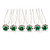 Bridal/ Wedding/ Prom/ Party Set Of 6 Clear Austrian Crystal Green Rose Flower Hair Pins In Silver Tone - view 2
