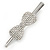 Bridal/ Prom/ Wedding Silver Tone Clear Crystal, Glass Pearl Bow Hair Beak Clip/ Concord Clip - 11.5cm Length - view 6