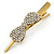 Vintage Inspired Gold Tone Clear Crystal, Glass Pearl Bow Hair Beak Clip/ Concord Clip - 11.5cm Length - view 9