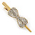 Vintage Inspired Gold Tone Clear Crystal, Glass Pearl Bow Hair Beak Clip/ Concord Clip - 11.5cm Length - view 7