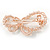 Bridal Wedding Prom Rose Gold Tone Simulated Pearl Diamante 'Asymmetrical Butterfly' Barrette Hair Clip Grip - 55mm Across - view 3
