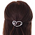 Clear Crystal, Glass Pearl Open Assymetrical Heart Barrette Hair Clip Grip In Rhodium Plated Metal - 50mm Across - view 2