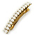 Vintage Inspired Bridal Wedding Prom 2 Row Pearl, Crystal Barrette Hair Clip Grip In Gold Tone Metal - 80mm W - view 7