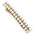 Vintage Inspired Bridal Wedding Prom 2 Row Pearl, Crystal Barrette Hair Clip Grip In Gold Tone Metal - 80mm W - view 8