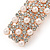 Pearl and Crystal Barrette Hair Clip Grip In Rose Gold Tone Metal - 60mm W - view 3