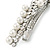 Bridal Wedding Prom Silver Tone Glass Pearl Crystal Barrette Hair Clip Grip - 70mm Across - view 3