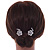 Set of 2 Small Clear Austrian Crystal Flower Side Hair Comb In Rhodium Plating - 25mm Each - view 2