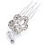 Set of 2 Small Clear Austrian Crystal Flower Side Hair Comb In Rhodium Plating - 25mm Each - view 7