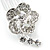 Set of 2 Small Clear Austrian Crystal Flower Side Hair Comb In Rhodium Plating - 25mm Each - view 4
